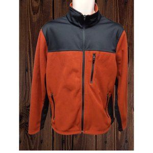 Eddie Bauer Mens M Windcutter Orange Full Zip Fleece Mock Neck Jacket